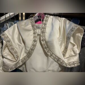 Carafina Ivory Satin Bolero with beaded edges